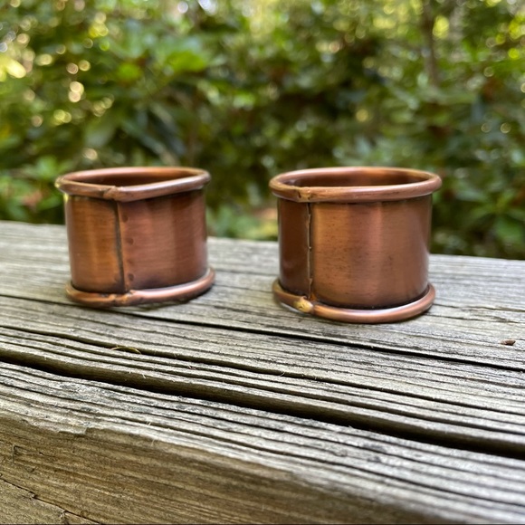 Pottery Barn Rustic Napkin Rings Antiqued Copper - Picture 9 of 11